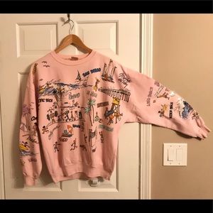 VINTAGE 80s LIFESTYLES Pink Sweater CALI BEACHES